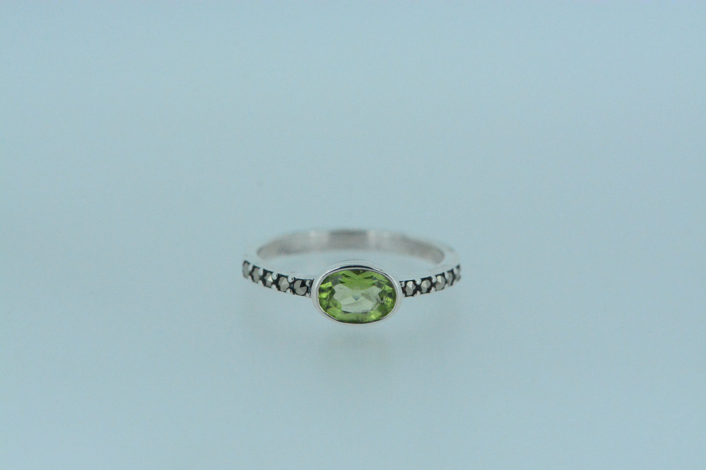 Peridot Solitaire Silver Ring