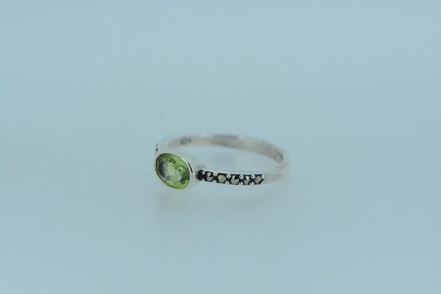 Peridot Solitaire Silver Ring