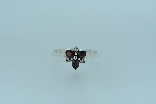African Garnet Flower Ring