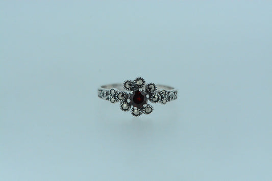 African Garnet Silver Ring
