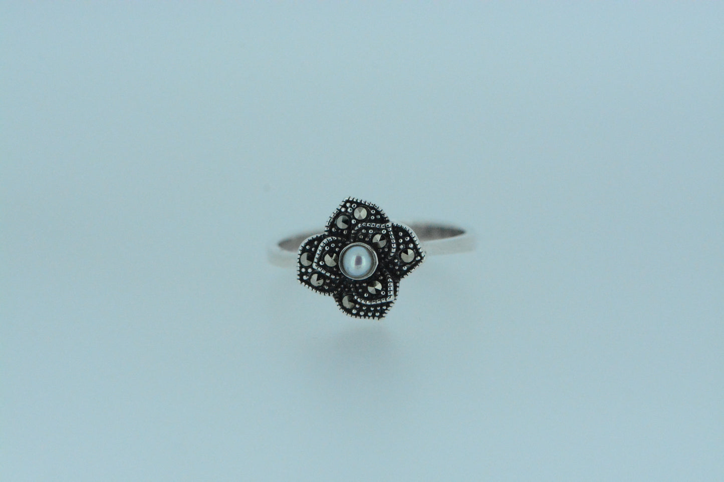 White Mother Of Pearl Flower Ring