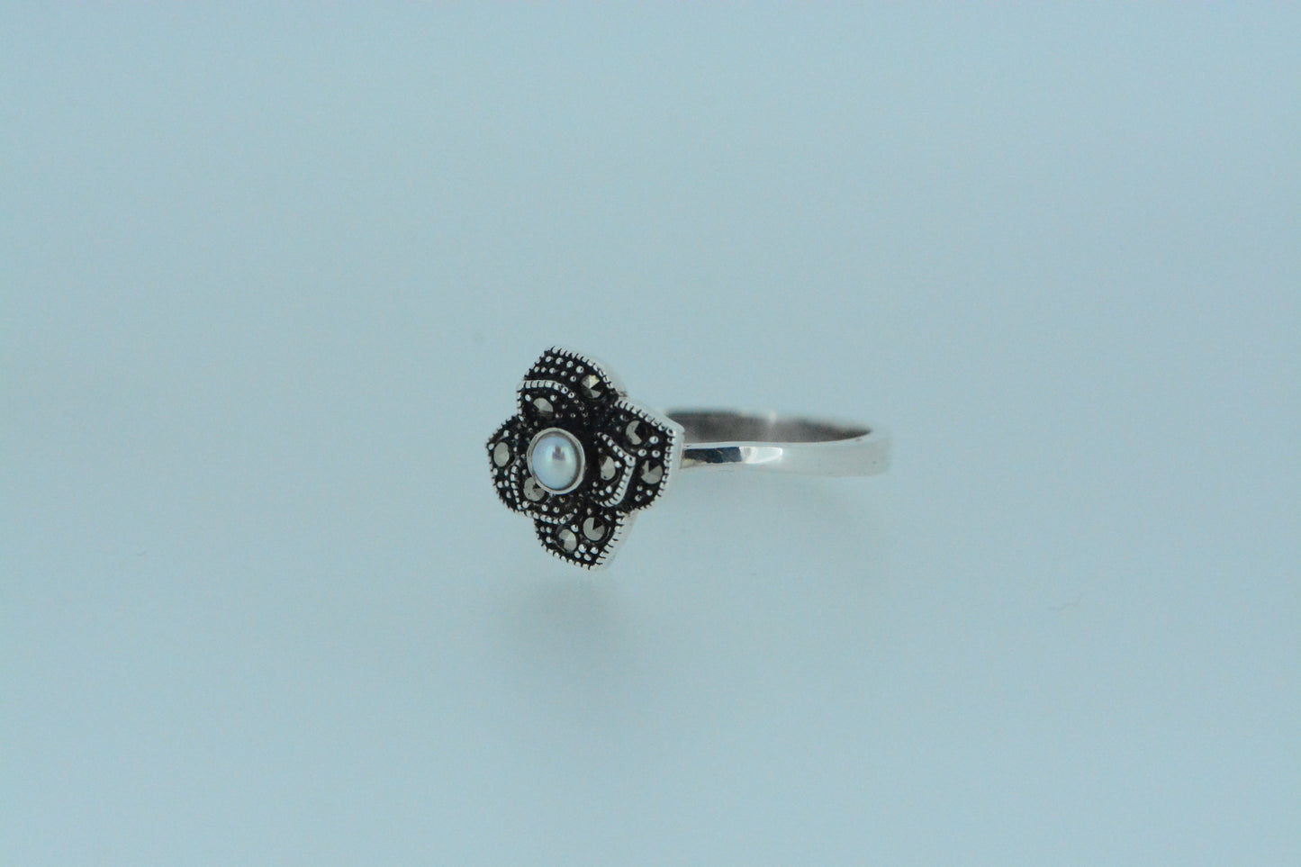 White Mother Of Pearl Flower Ring