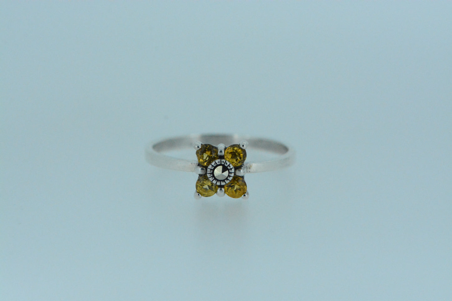 Four Petal Citrine Flower Ring