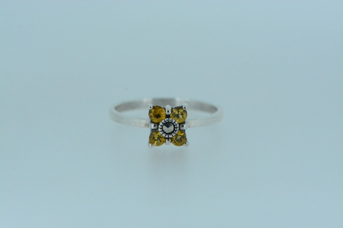 Four Petal Citrine Flower Ring