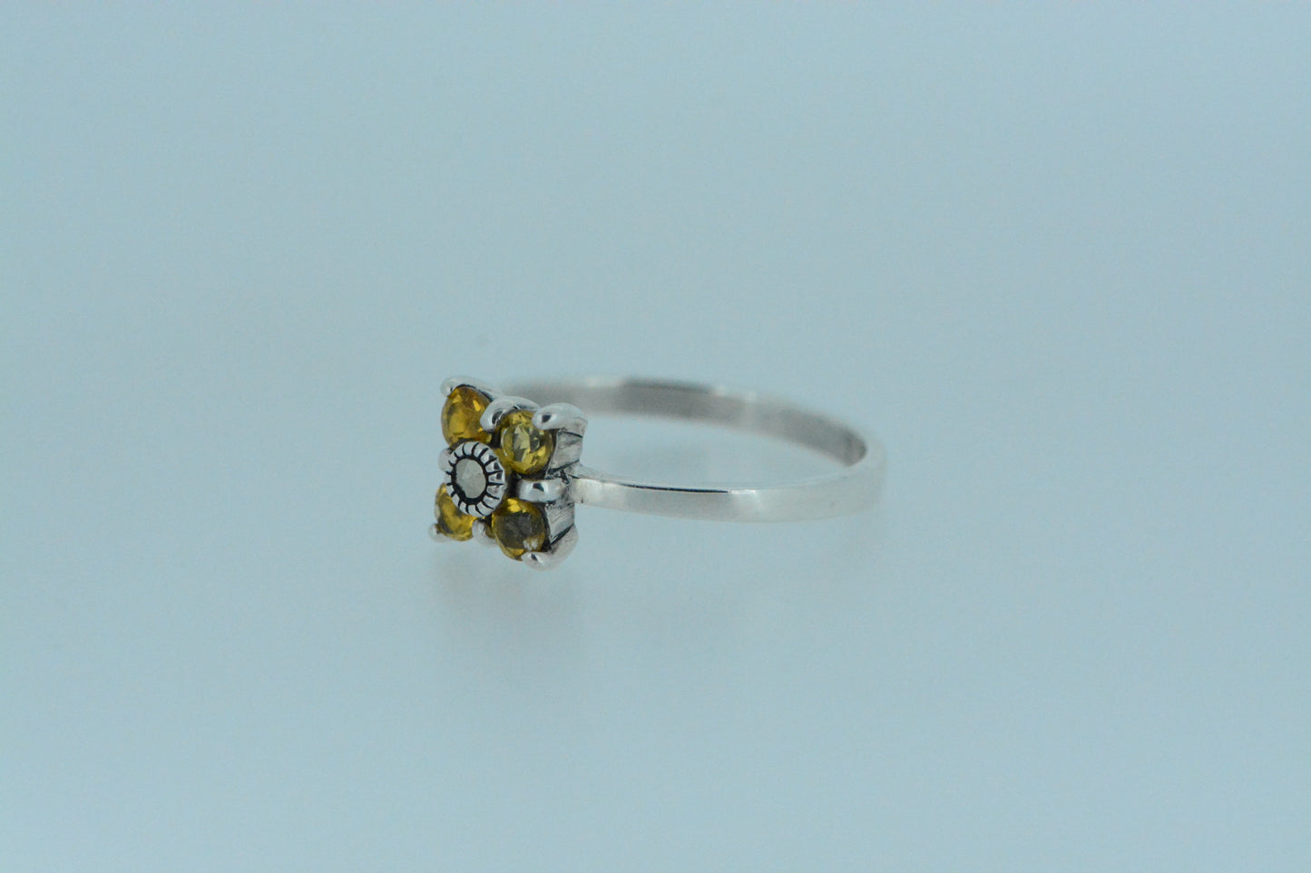 Four Petal Citrine Flower Ring