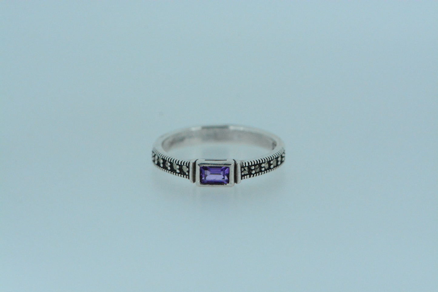 Amethyst Solitaire Silver Ring