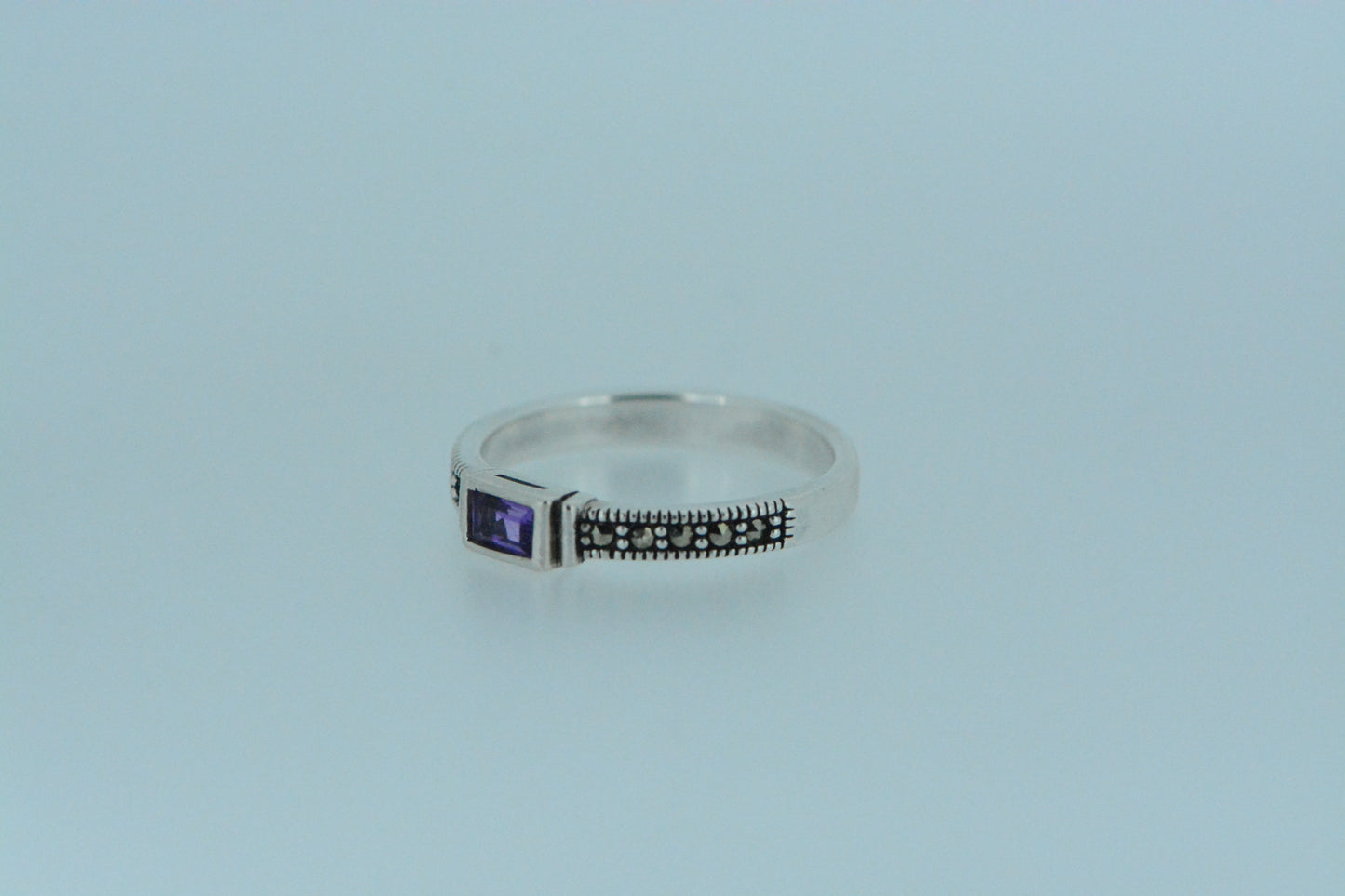 Amethyst Solitaire Silver Ring
