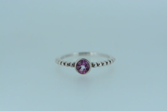 Pink Topaz Circle Solitaire Stone