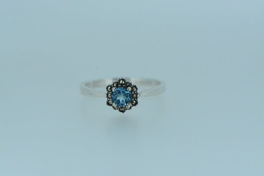 Blue Topaz Flower Ring