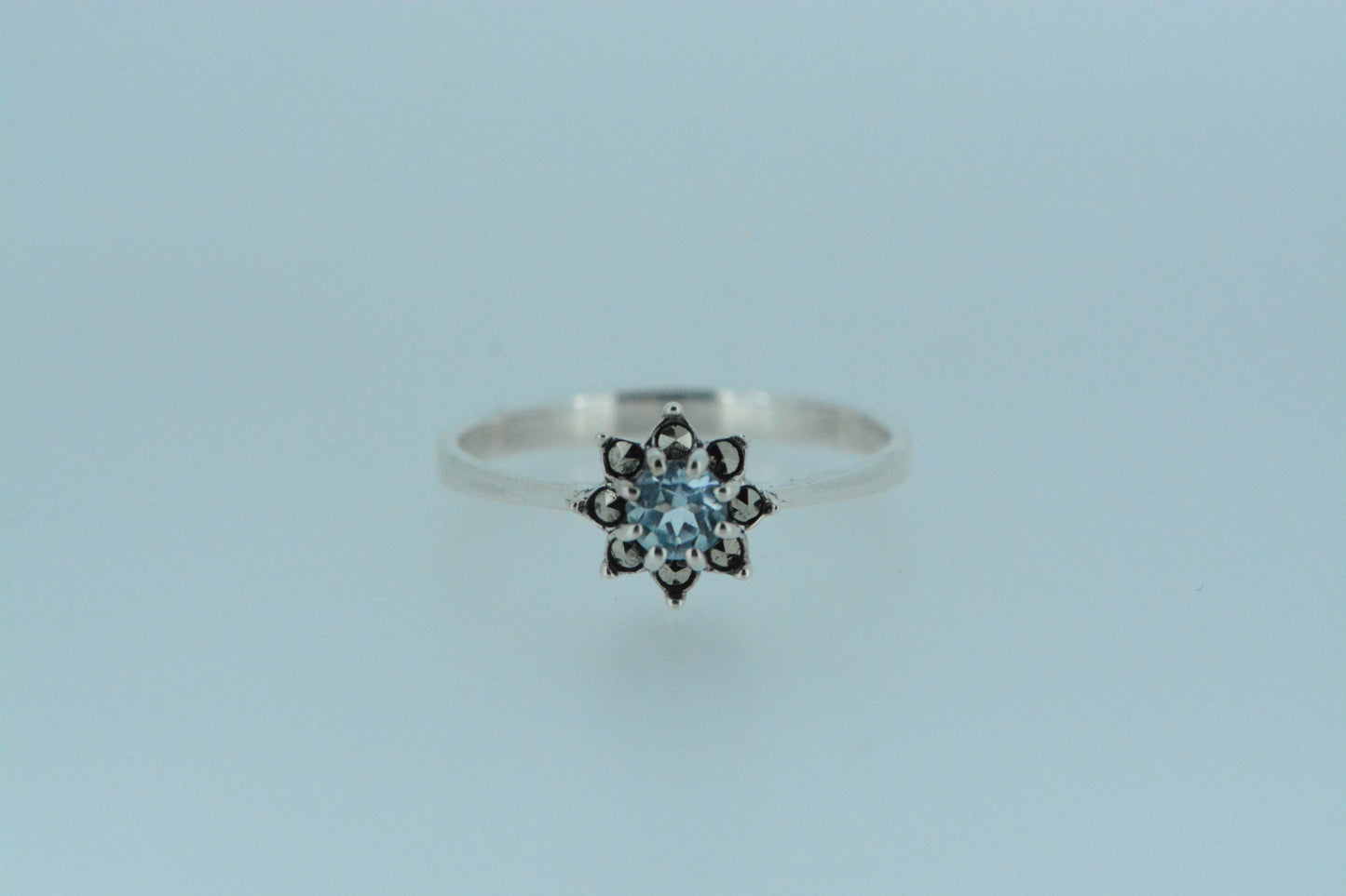 Blue Topaz Flower Ring