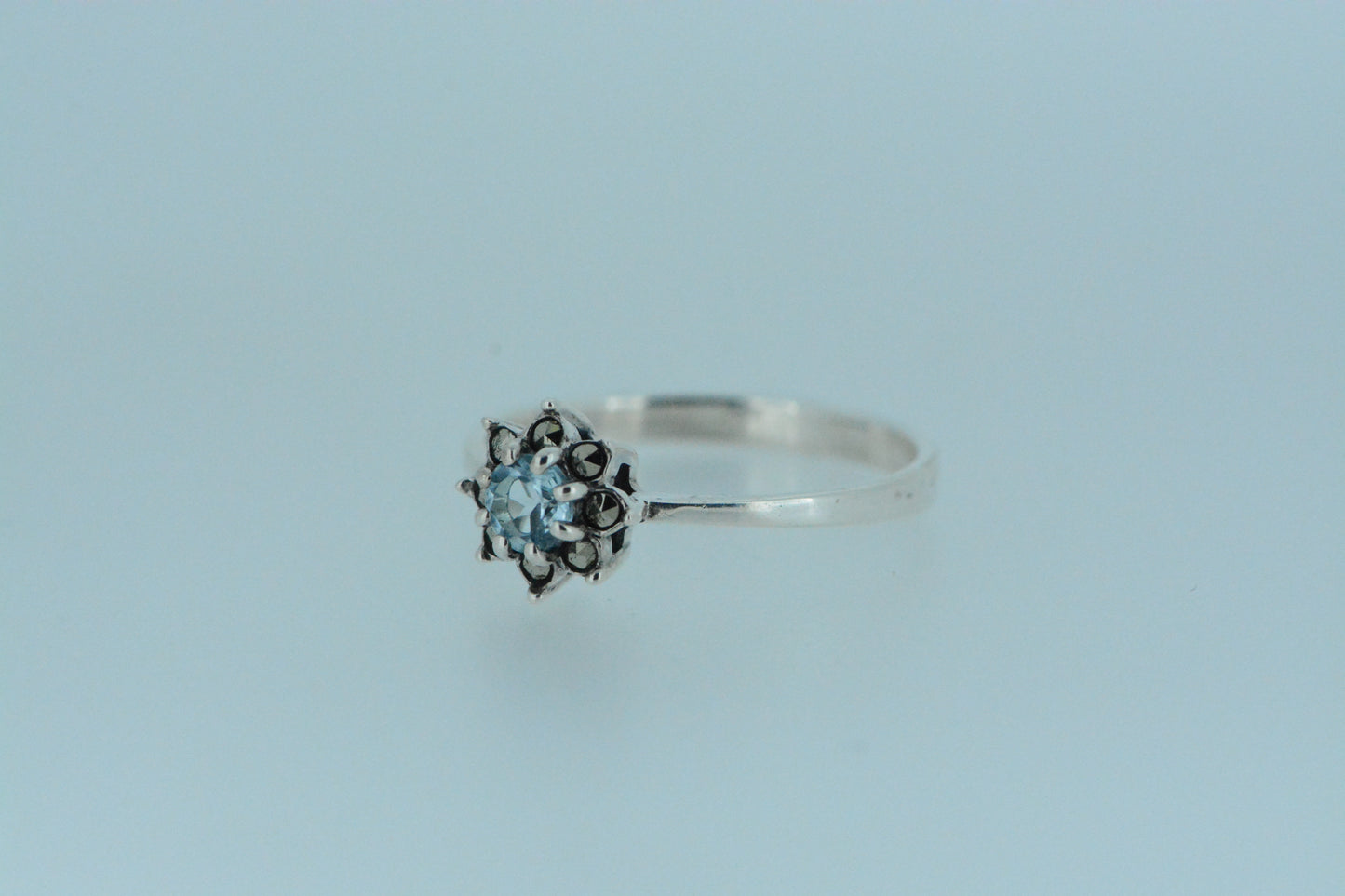 Blue Topaz Flower Ring