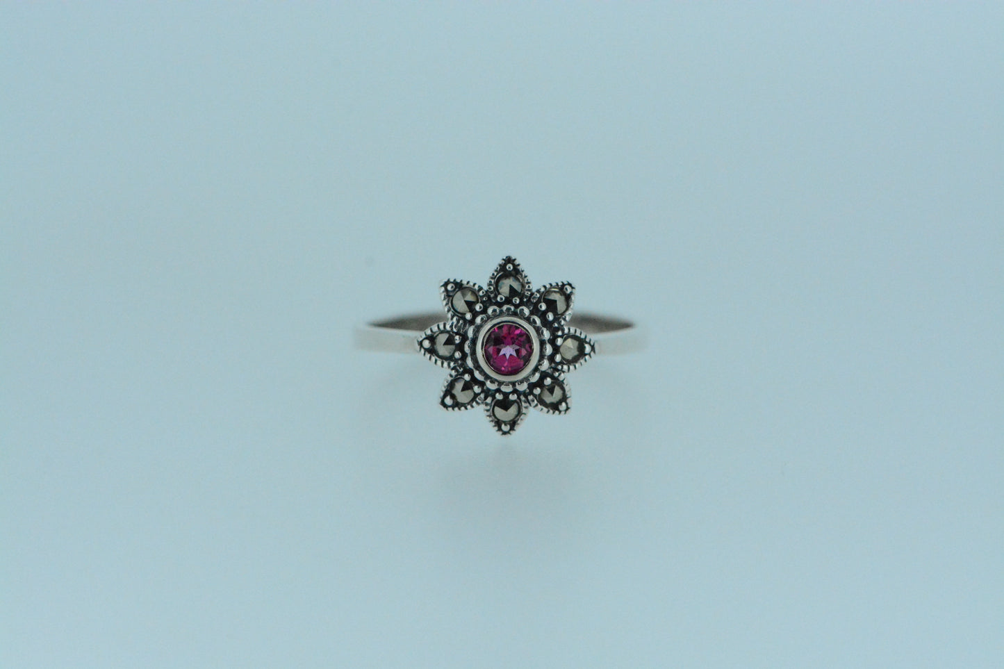 Pink Topaz Flower Ring