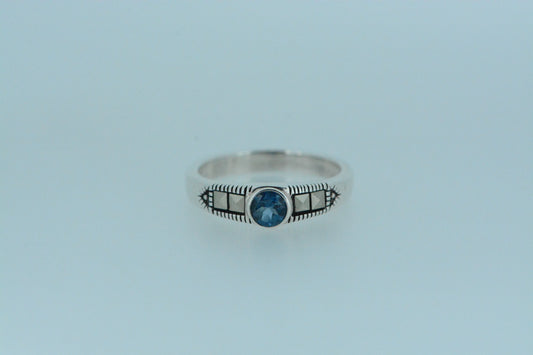 London Blue Topaz Circle Solitaire Ring