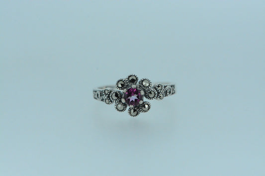 Mini Pink Topaz Silver Ring