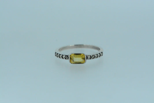 Citrine Solitaire Silver Ring