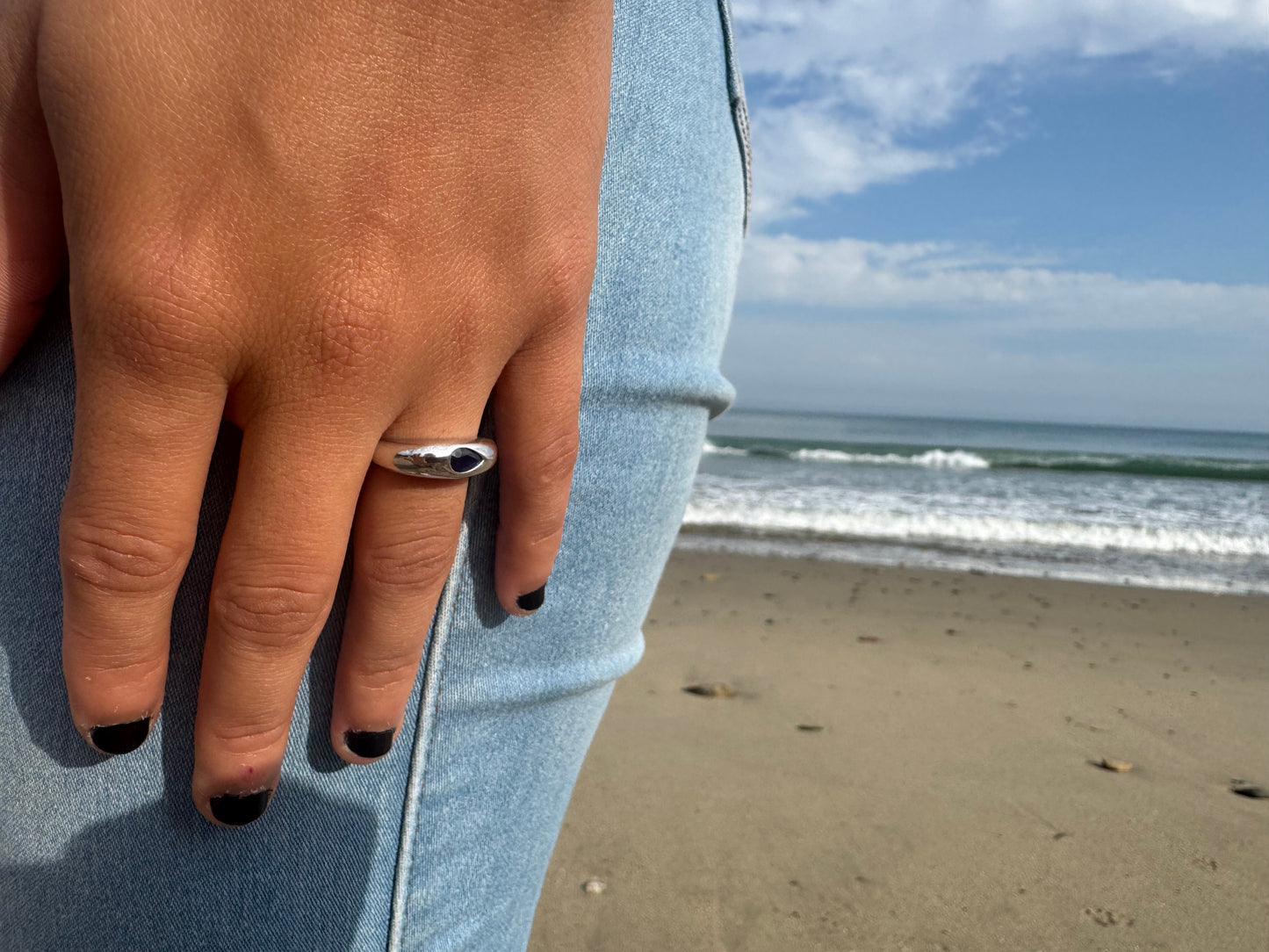Blue Sapphire Waterdrop Ring