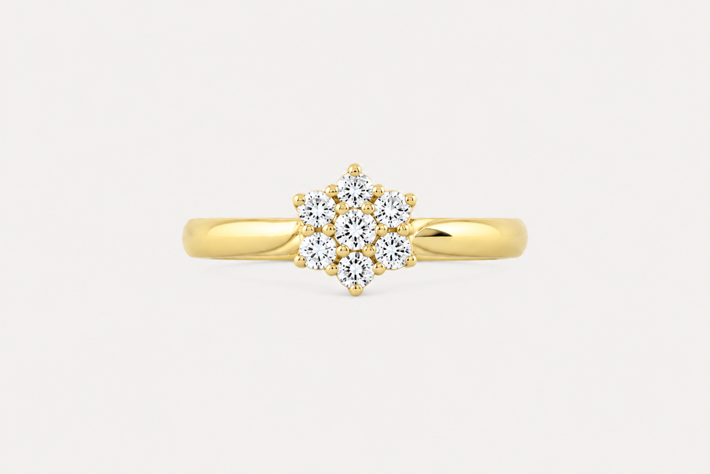 Seven Round Diamond Cluster Ring - 18K Solid Gold