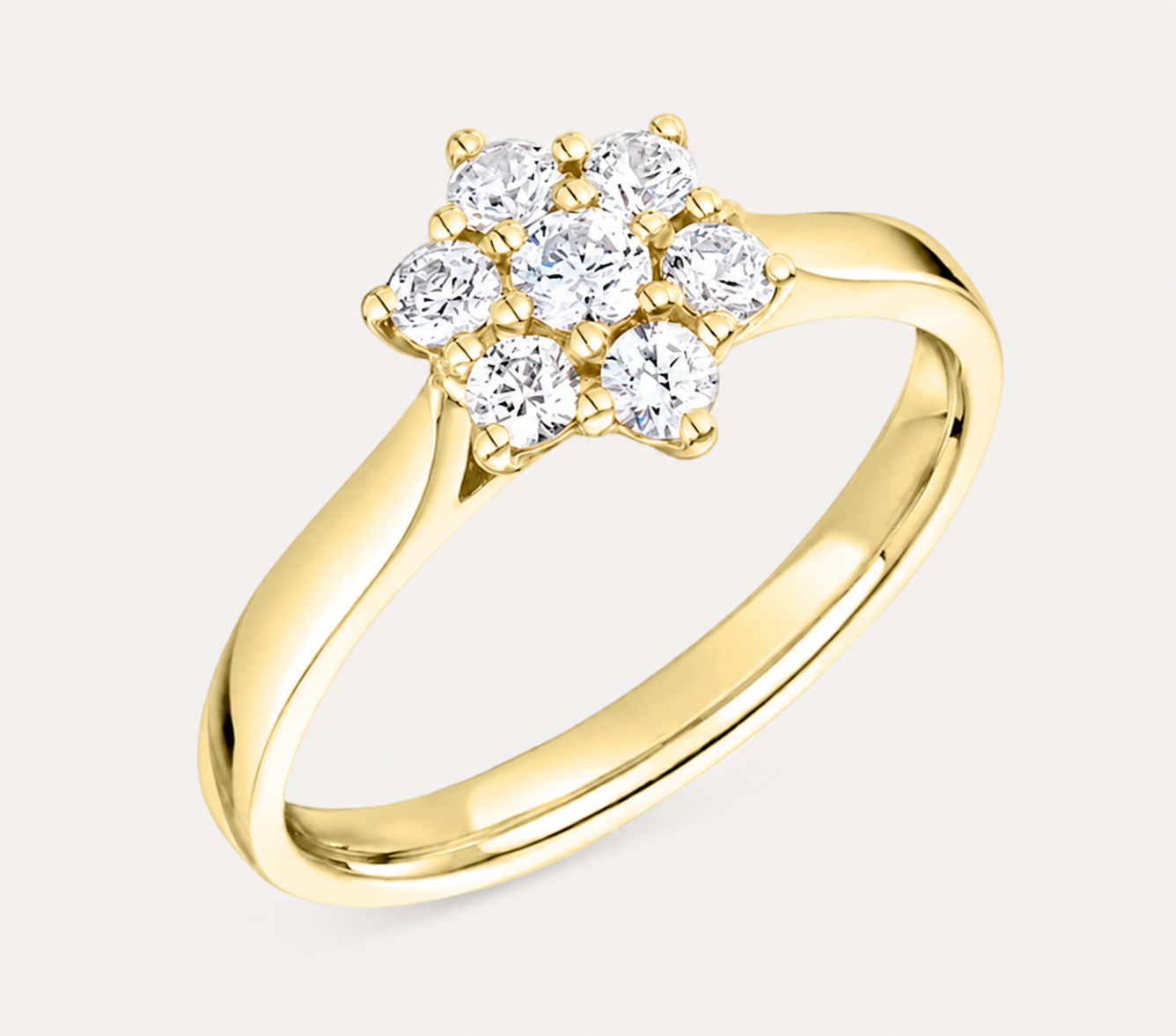Seven Round Diamond Cluster Ring - 18K Solid Gold