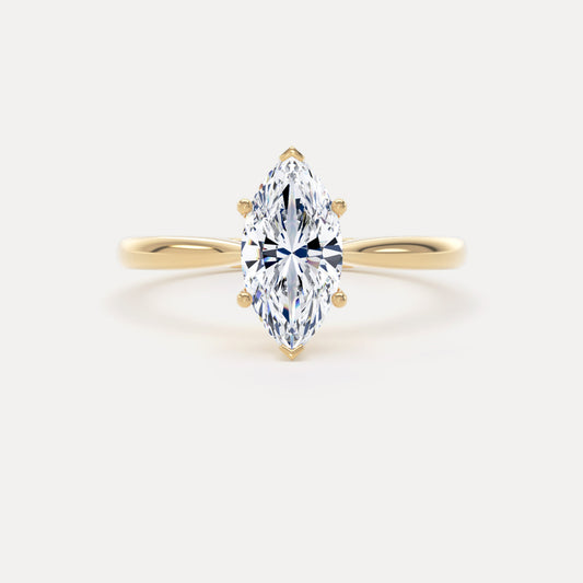 Marquise Diamond Solitaire Ring In 18K Solid Gold