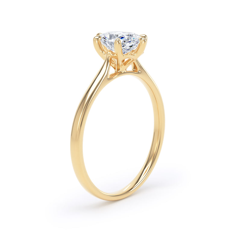 Oval Diamond Six Claw Solitaire Ring In 18K Solid Gold