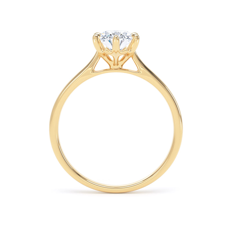 Oval Diamond Six Claw Solitaire Ring In 18K Solid Gold