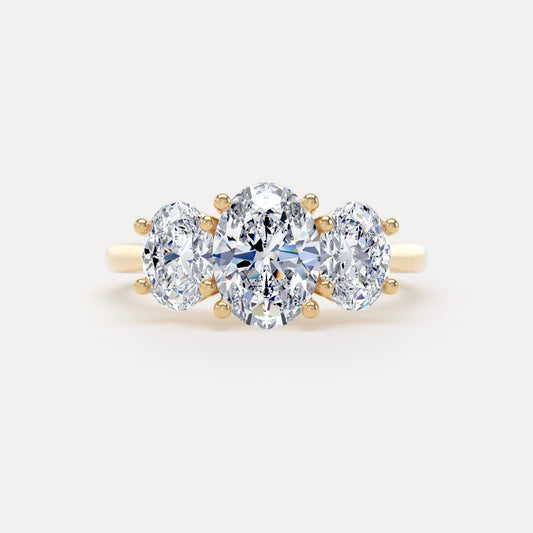 Oval Diamond Graduated Trilogy Ring In 18K Solid Gold