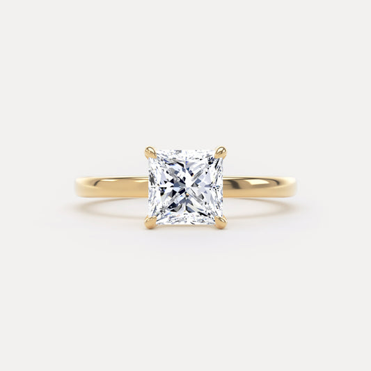 Princess Diamond Solitaire Ring In 18K Solid Gold