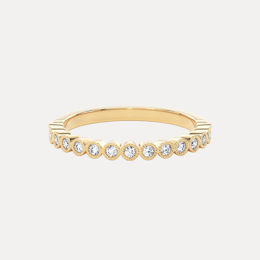 Round Brilliant Diamond Millgrain Bezel Set Eternity Band In 18K Solid Gold