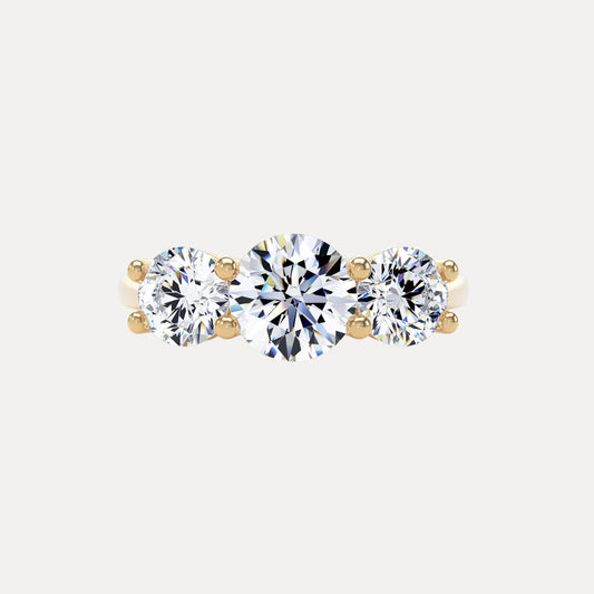Round Brilliant Graduated Trilogy Diamond Ring In 18K Solid Gold