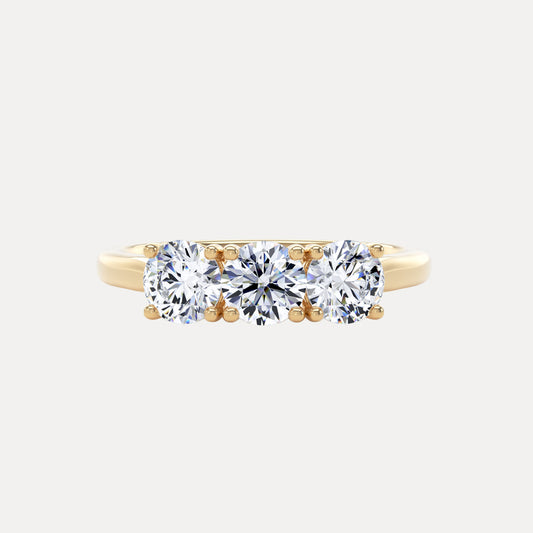 Round Brilliant Matched Trilogy Diamond Ring In 18K Solid Gold