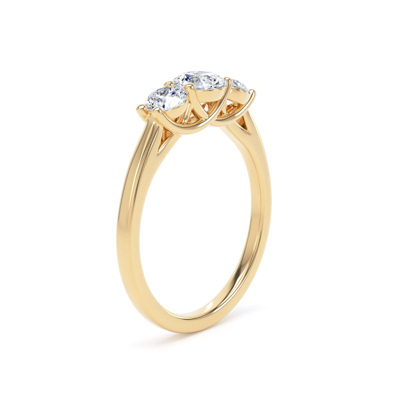 Round Brilliant Graduated Trilogy Diamond Ring In 18K Solid Gold