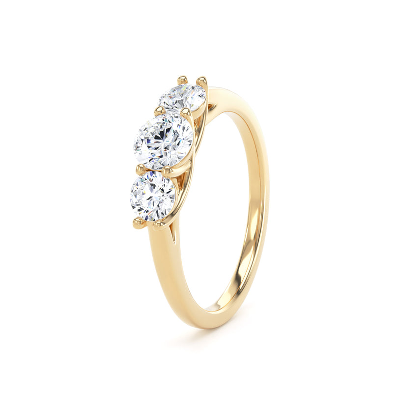 Round Brilliant Graduated Trilogy Diamond Ring In 18K Solid Gold