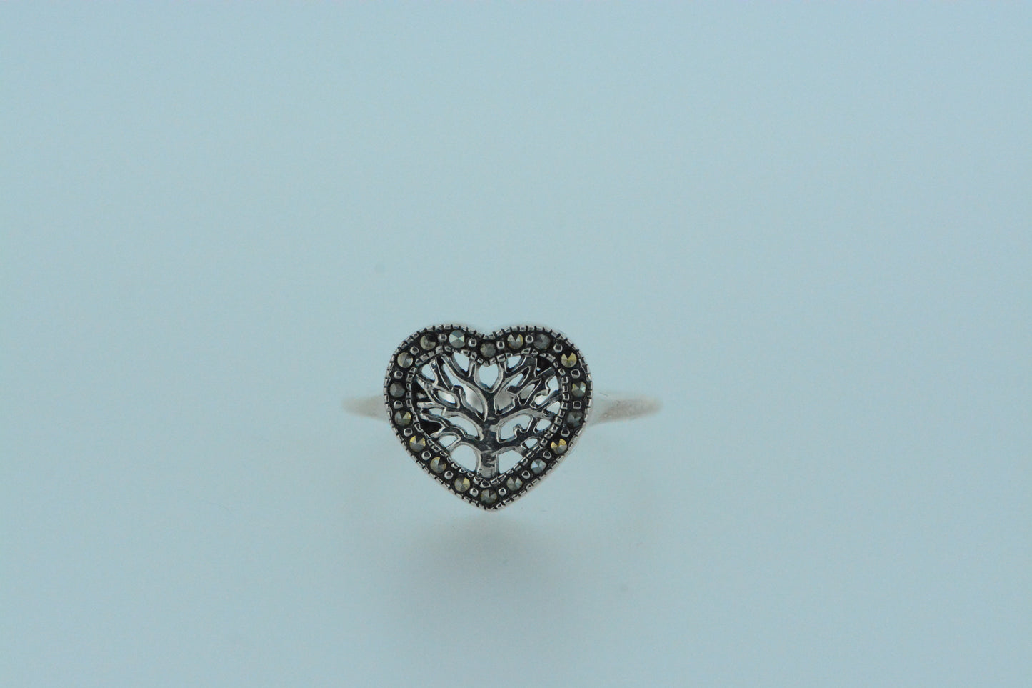 Marcasite Heart & Tree Of Life Ring