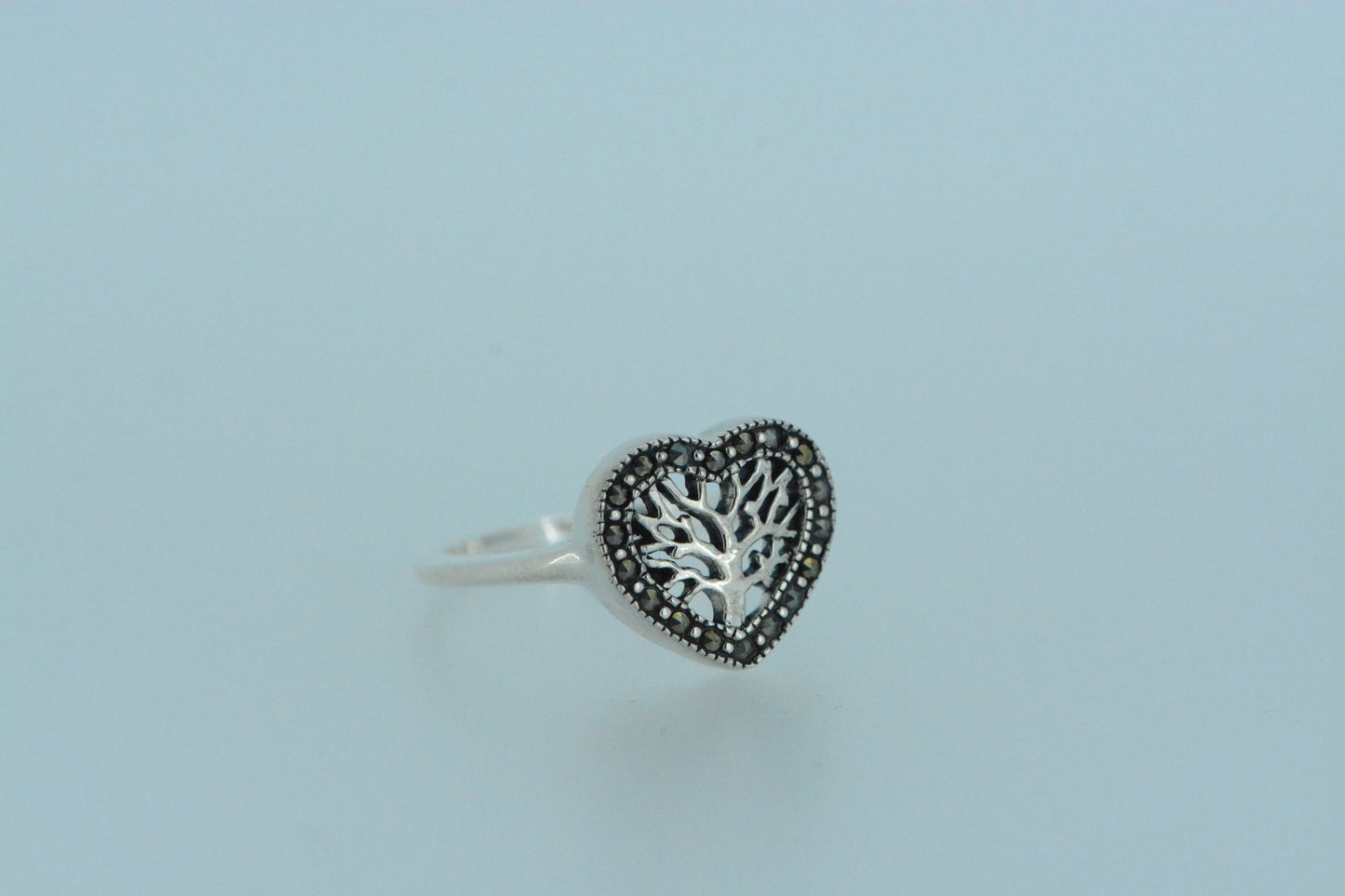 Marcasite Heart & Tree Of Life Ring